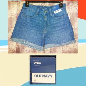 Old Navy brand Medium Blue Wash High-Rise Jean Shorts Sz 4
